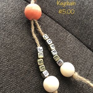 Wood bead keychain